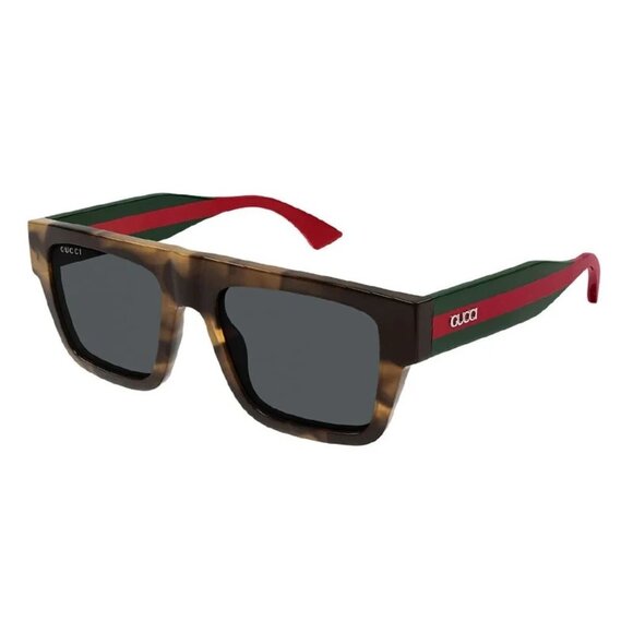 NEW GUCCI SUNGLASSES HAVANA/GREEN UNISEX SQUARE EYEWEAR - Picture 1 of 3